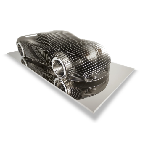 Sculpture "Porsche Carrera GT - Inox" par l'artiste Antoine DUFILHO