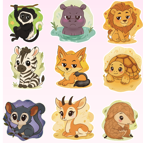 Stickers – Animaux du monde & légendes – Afrique