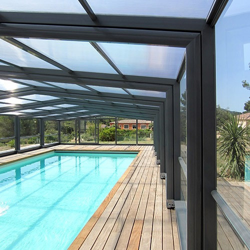 Abri piscine mi-haut en verre Optimo
