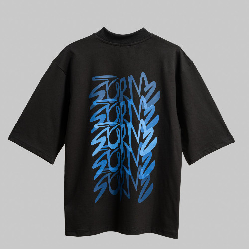 T-SHIRT NOIR OVERSIZE BLEU