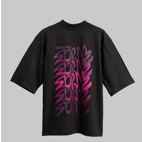 T-SHIRT NOIR OVERSIZE ROSE
