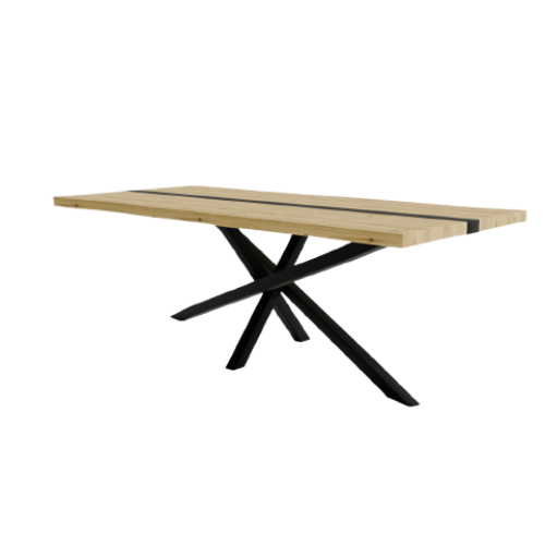 Table sur mesure plateau chêne pieds acier