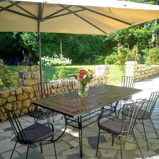 Tables rectangle en céramique et fer forgé