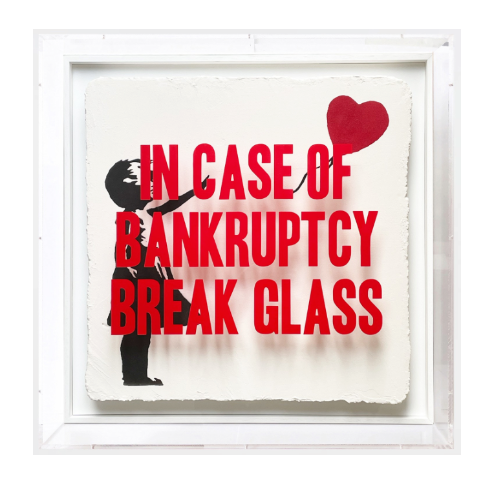 Tableau "In Case of Bankruptcy - Balloon Girl (Shock Kent Blood Red)" par l'artiste THIRSTY BSTRD