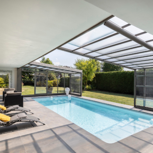 Abri de piscine télescopique mi-haut et haut Abrisud