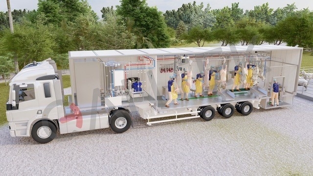 L’UNITÉ MOBILE D’ABATTAGE D’OVINS ET DE CAPRINS TYPE REMORQUE  MODEL: M-SH-SHEEP-OW100