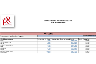 FRR : Le portefeuille ligne à ligne au 31/12/2025