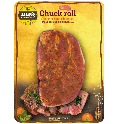 Chuck Roll Suino marinato Carrefour BBQ I Love You g 250 skin