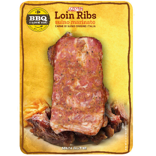 Loin Ribs di suino marinato Carrefour BBQ I Love You g 300 skin
