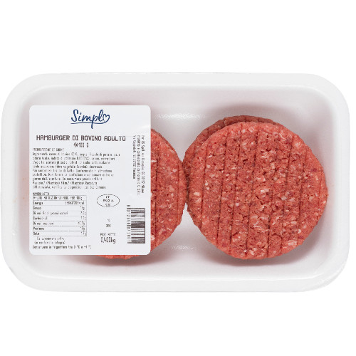 Hamburger di bovino adulto CARREFOUR Simpl 400 g (4pezzi) atp