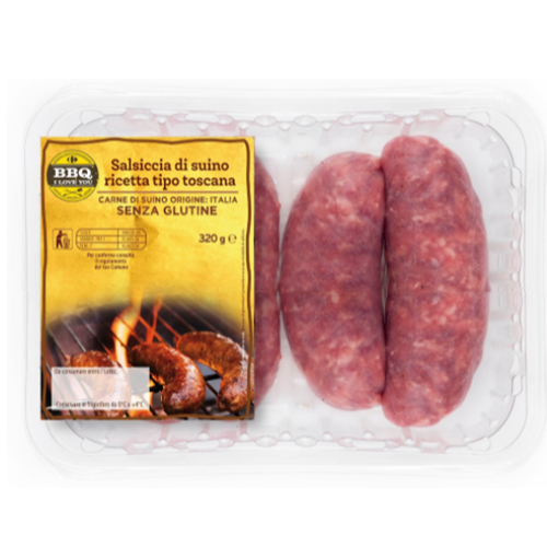 Salsiccia di suino ricetta tipo toscana CARREFOUR BBQ I love You g 320 atp