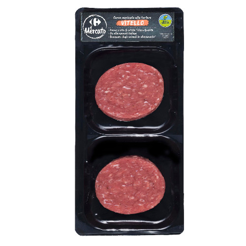 Carne marinata alla tartare vitello g 105 per 2 pezzi skin Filiera Qualità Carrefour Il Mercato