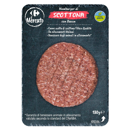 Hamburger di Scottona con Bacon g 180 skin Filiera Qualità Carrefour Il Mercato