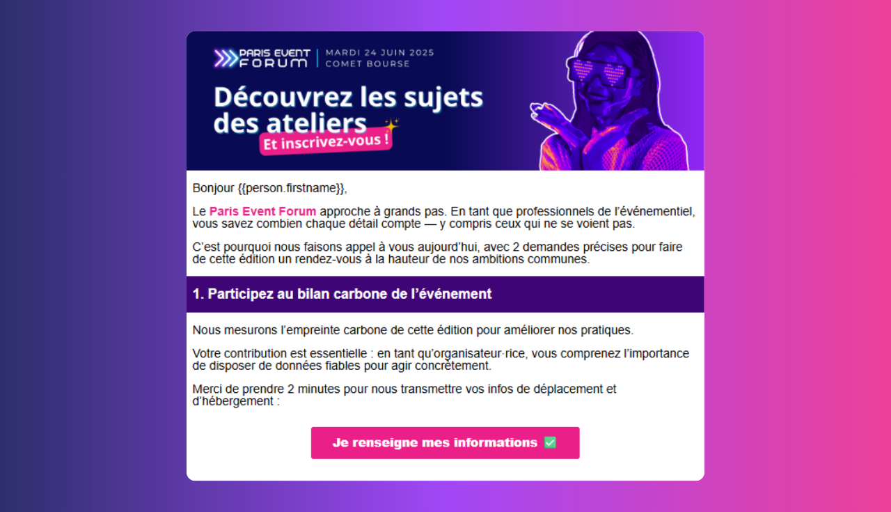 événement éco-responsable - email