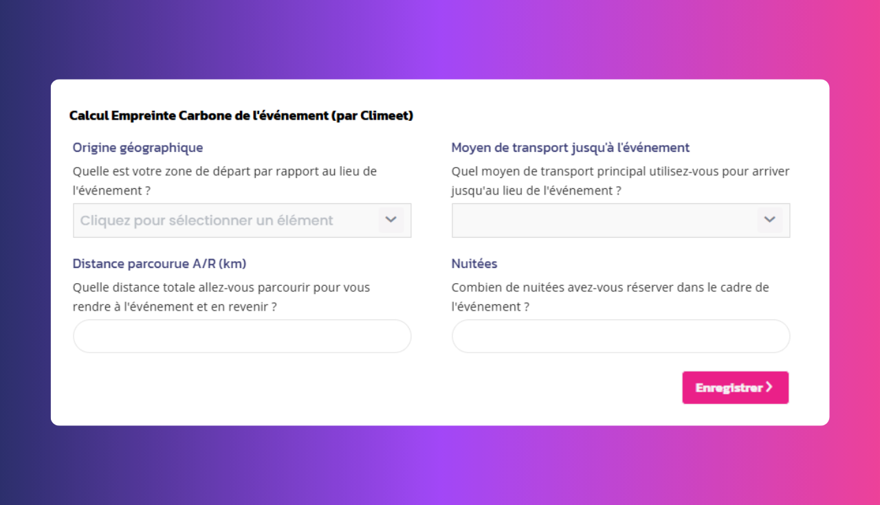 événement éco-responsable - formulaire