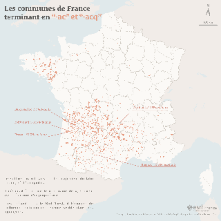 [#30DayMapChallenge 2025] Les communes de France terminant en “-ac” et “-acq”