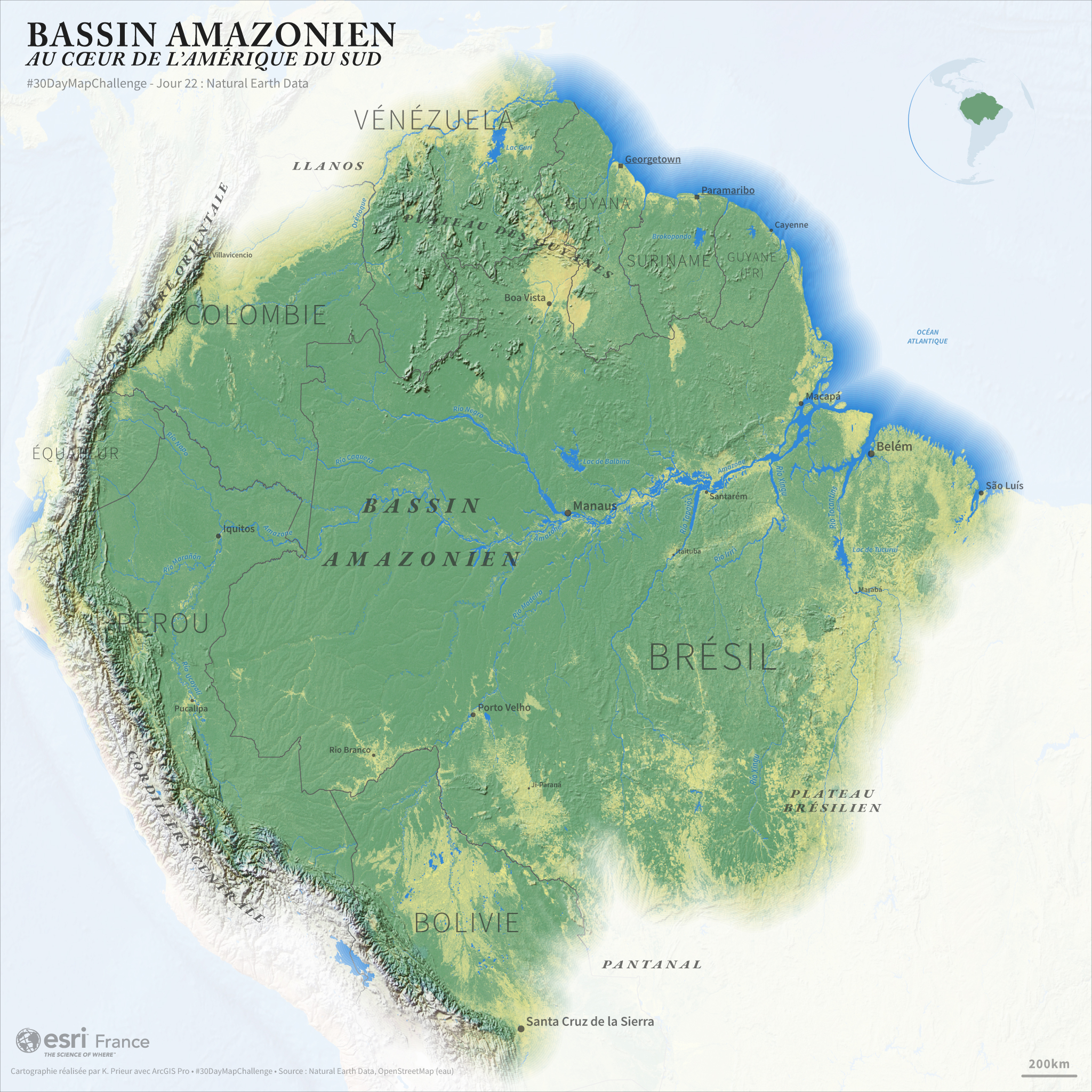 [#30DayMapChallenge 2025] Le bassin amazonien : au cœur de l’Amérique du Sud