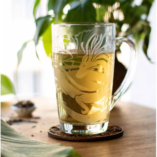 Tasses en verre gravées et sous-tasse