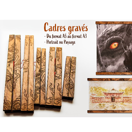 Cadres en bois artisanaux gravés