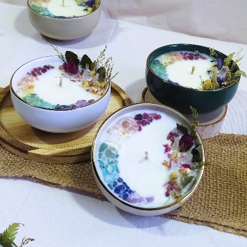 Bougies parfumées et décorées