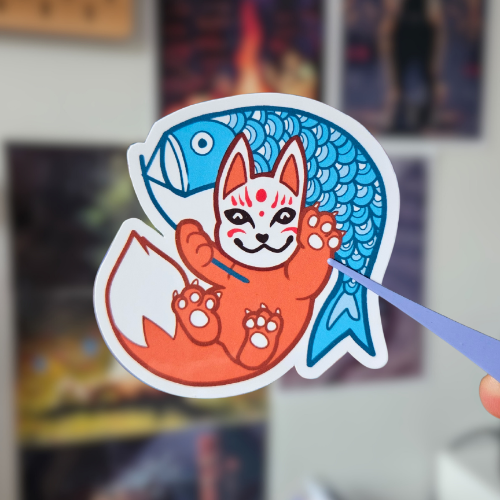 Sticker renard japonais