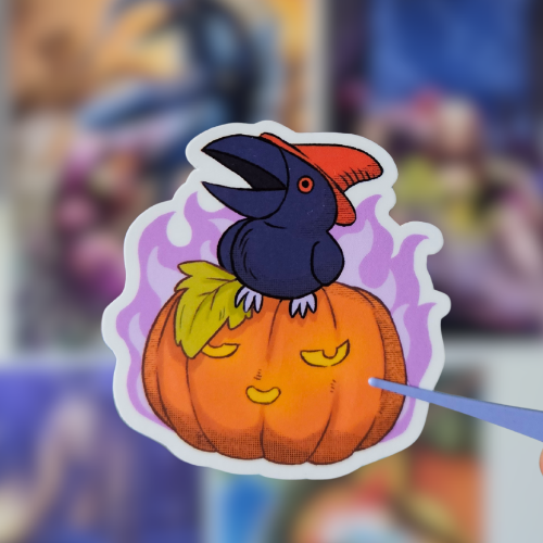Sticker corbeau citrouille