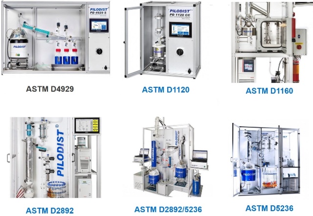 Distillations pétrolières ASTM D1120, D1160, D2892 et D5236 PILODIST