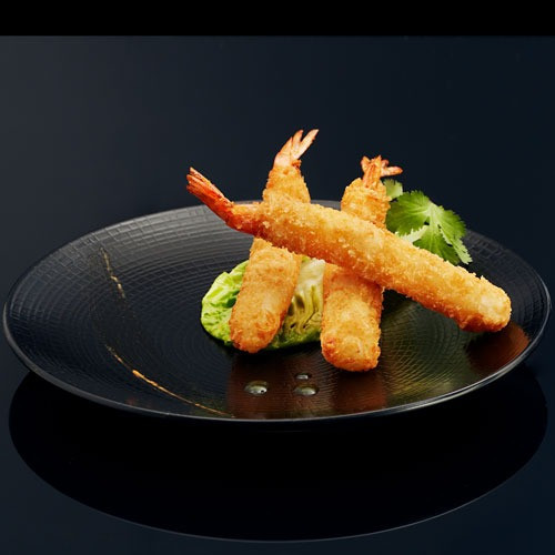 Crevettes Panko cuites et crues
