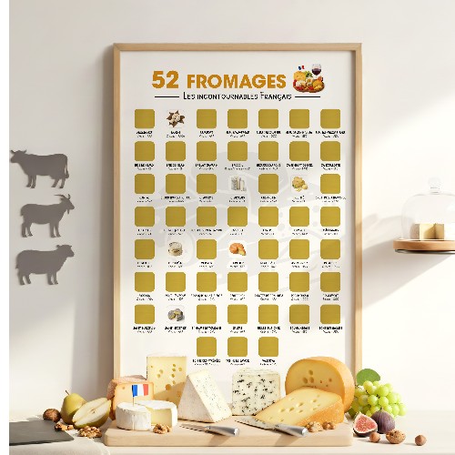 52 fromages - Les incontournables Français - Poster à gratter