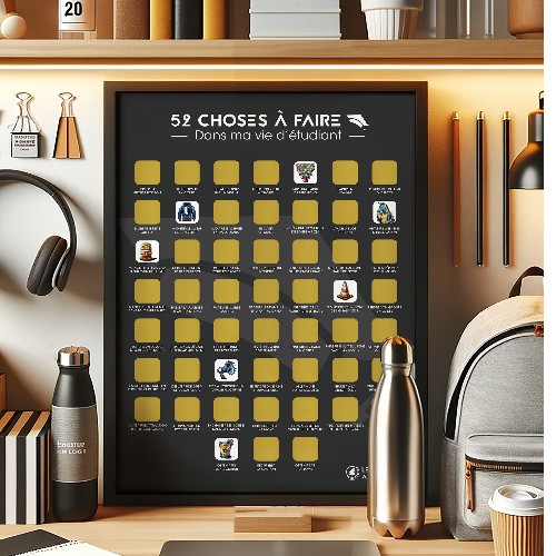 52 expériences à vivre - Vie étudiante - Poster à gratter