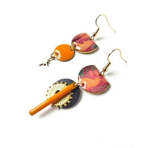 Boucles d'Oreilles Upcyclées asymétriques