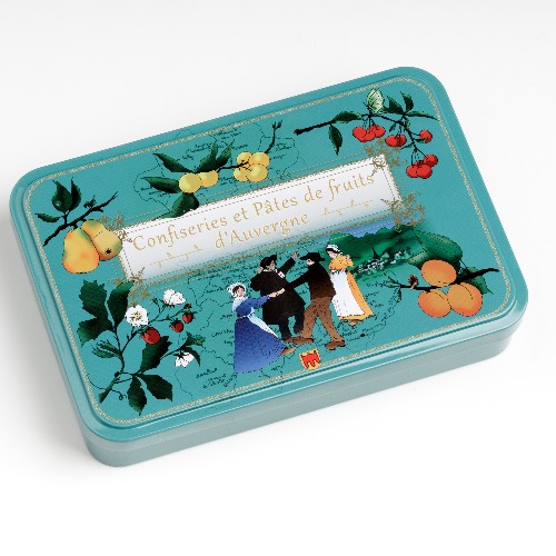 Boite métal carrés de pâtes de fruits