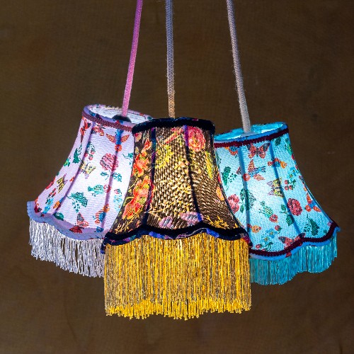 Trio d'abat-jour en tissu tendu