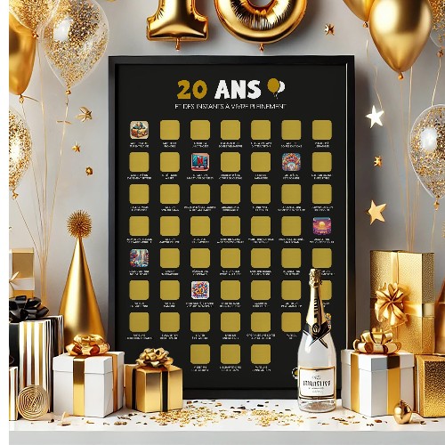 20 ans - cadeau anniversaire - Poster à gratter