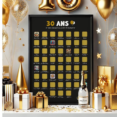 30 ans - cadeau anniversaire - Poster à gratter