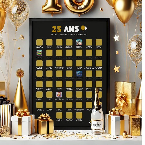 25 ans - cadeau anniversaire - Poster à gratter