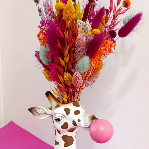 Décoration Fleurs préservées, modèle girafe