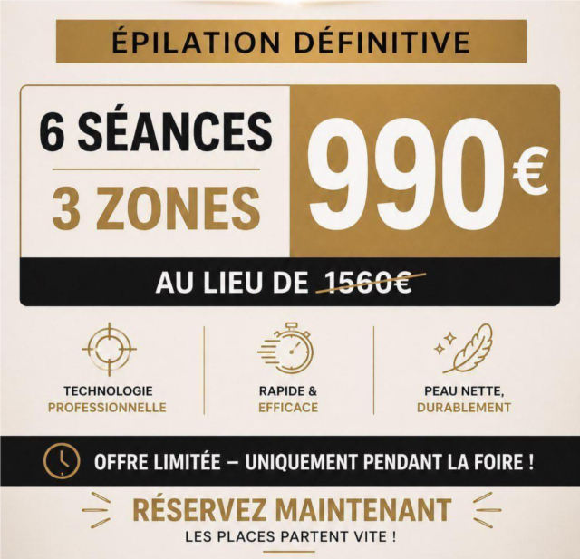 6 séances : Épilation définitive