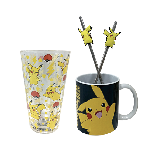 POKEMON - SET CADEAU MUG 2 PAILLES ET UN VERRE
