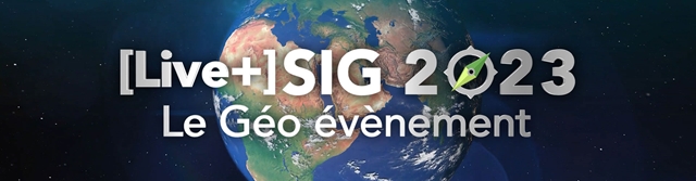 Bandeau présentant le logo SIG 2023 ainsi que le texte SIG 2023, Le Géo évènement