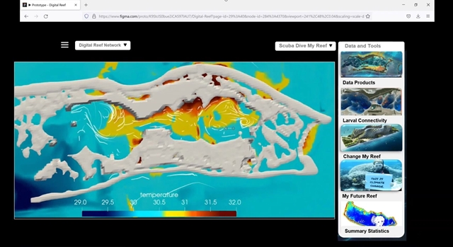 Prototype de simulation des températures du récif de l'atoll de Palmyra ©Siemens DI SW