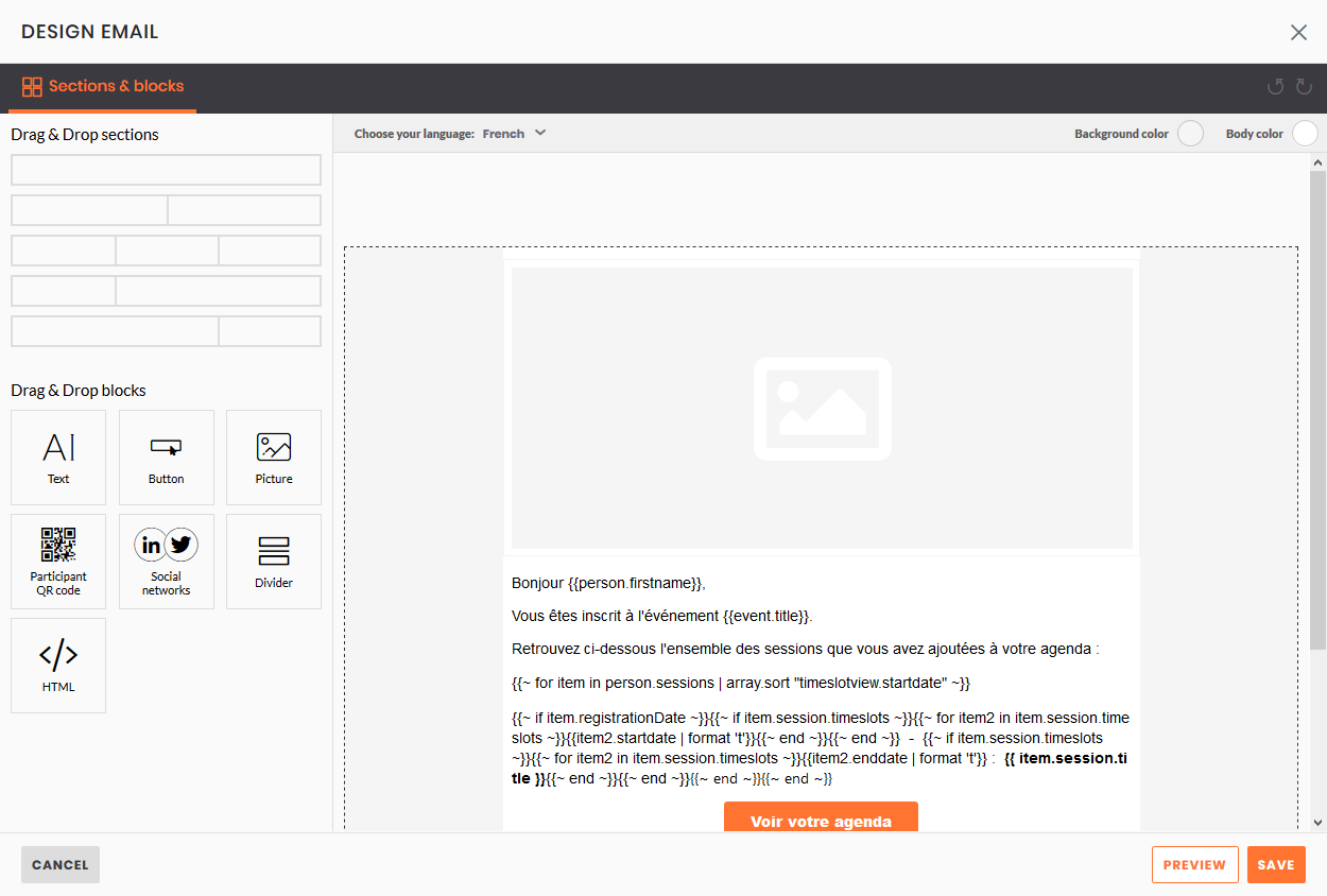 inwink email template editor