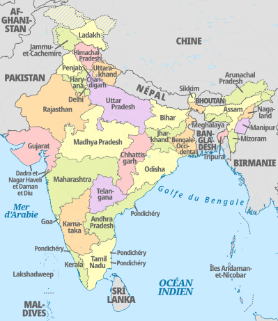 carte géographique de l'Inde