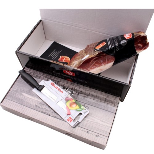 tello mini coffret jambon serrano 1kg + griffe & couteau gratuit